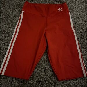 Adidas red workout biker shorts